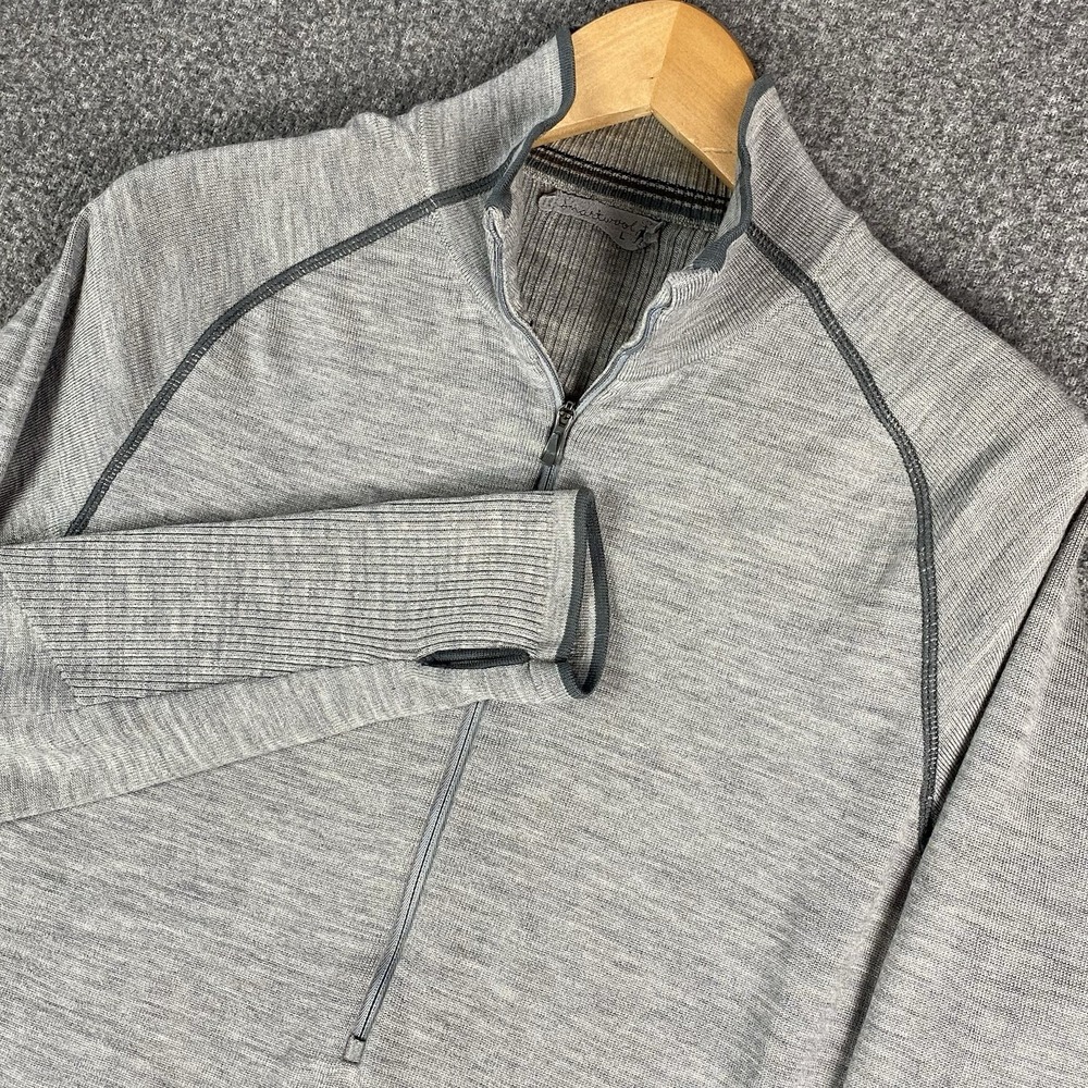 Smartwool Mens Merino Wool 1/2 Zip Pullover L Base layer Gray Hiking Outdoor Ski - Picture 2 of 16